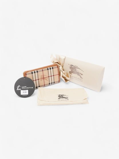 Burberry Zip Around Wallet Haymarket Check Canvas