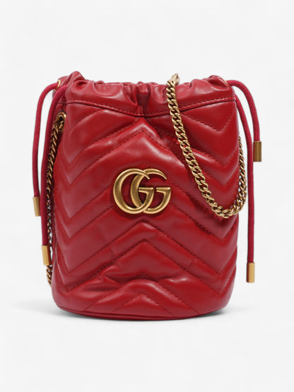 Gucci GG Marmont Bucket Bag Red Matelasse Leather Mini