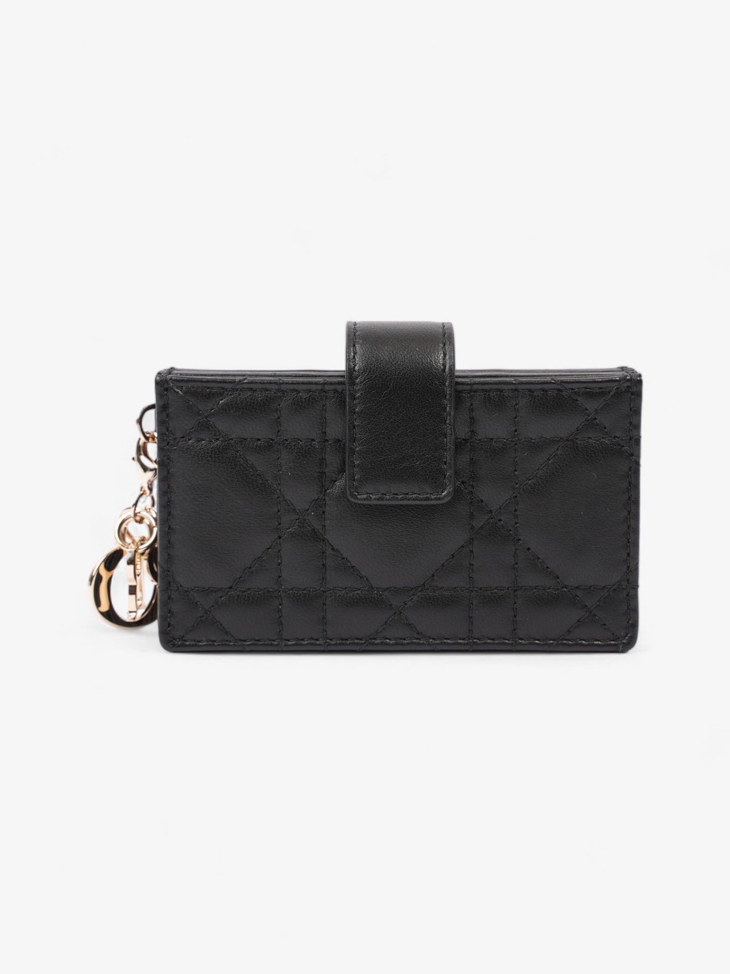 Christian Dior Lady Dior Jasmine Card Holder Black Lambskin Leather