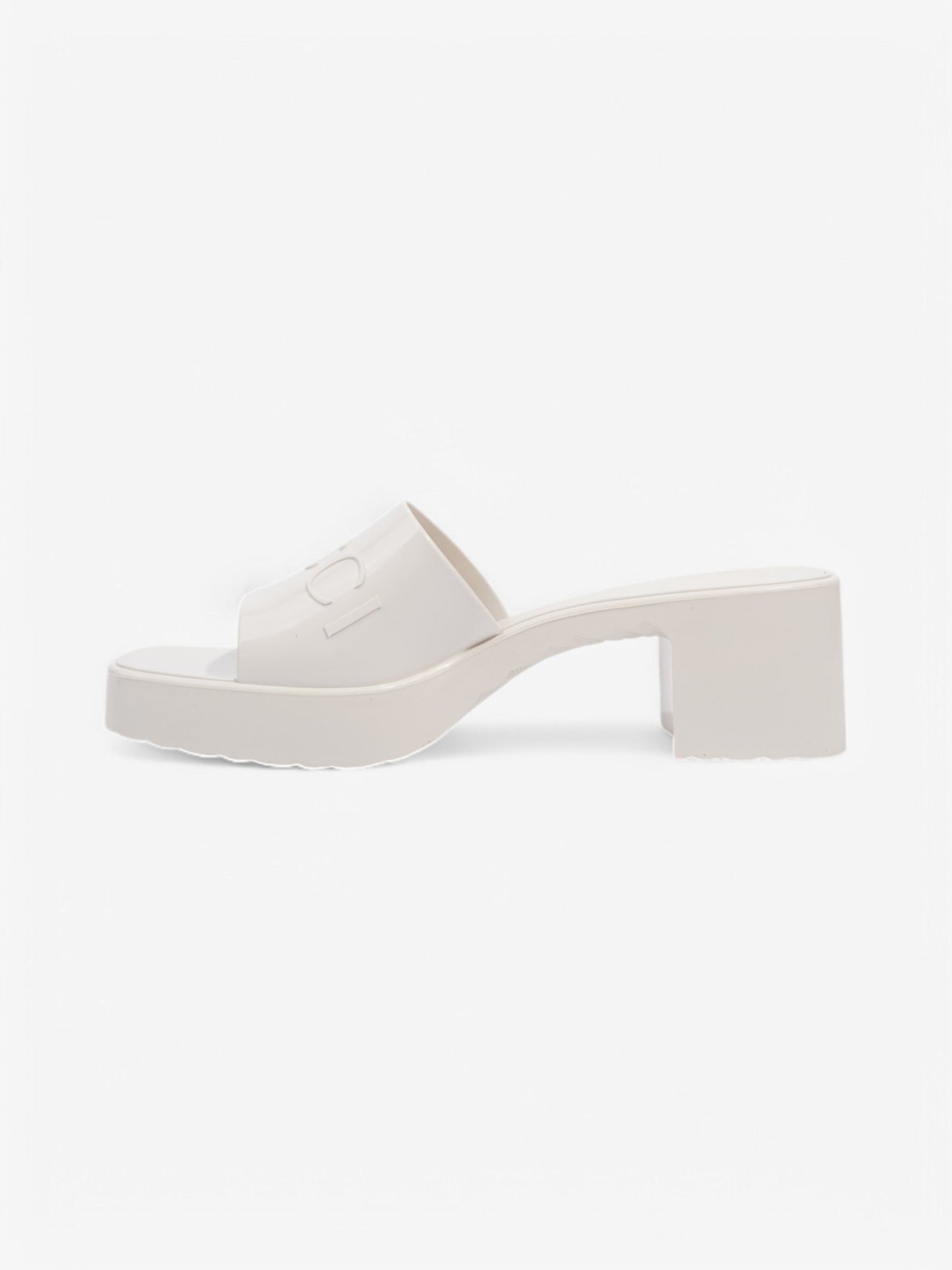 Gucci Logo Embossed Sandals 50 Cream Rubber EU 37 UK 4