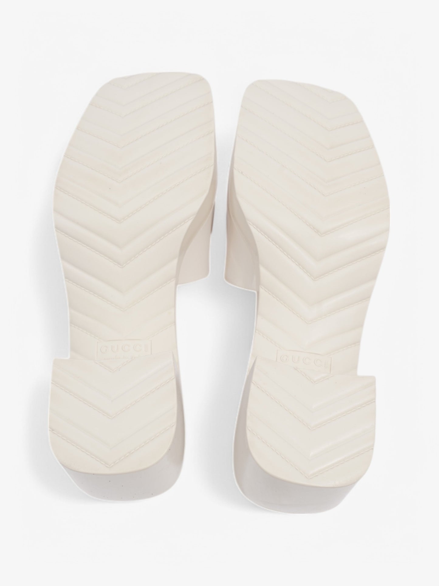 Gucci Logo Embossed Sandals 50 Cream Rubber EU 37 UK 4