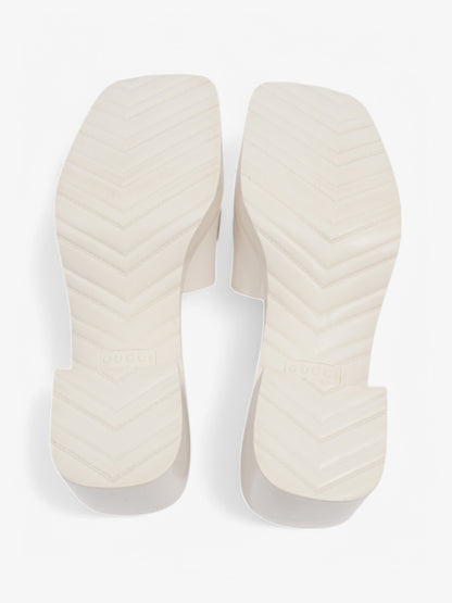 Gucci Logo Embossed Sandals 50 Cream Rubber EU 37 UK 4