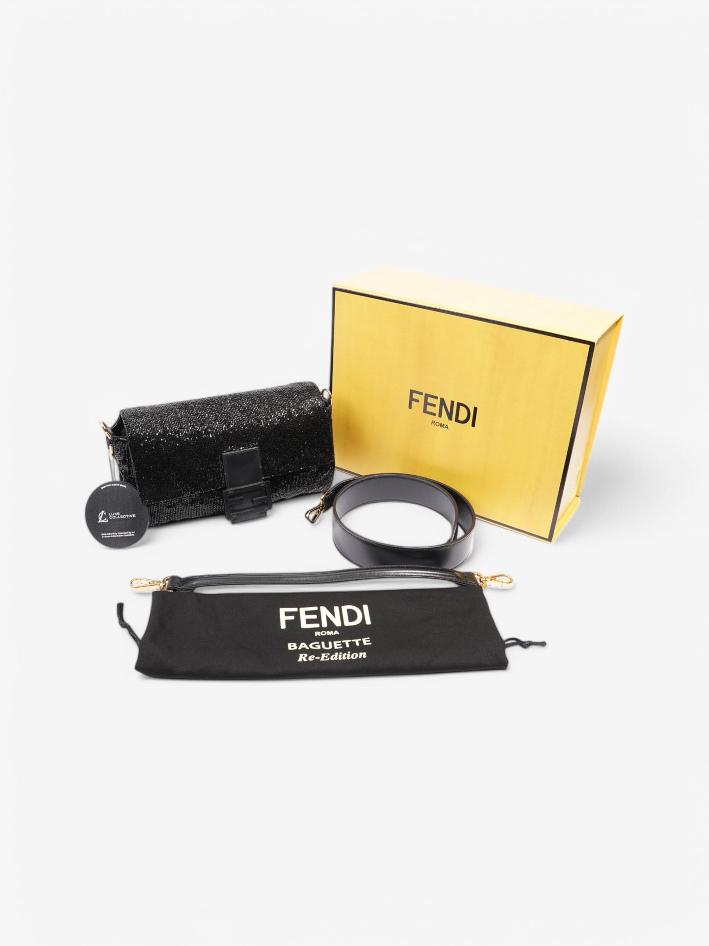 Fendi Beaded Baguette Black Sequin