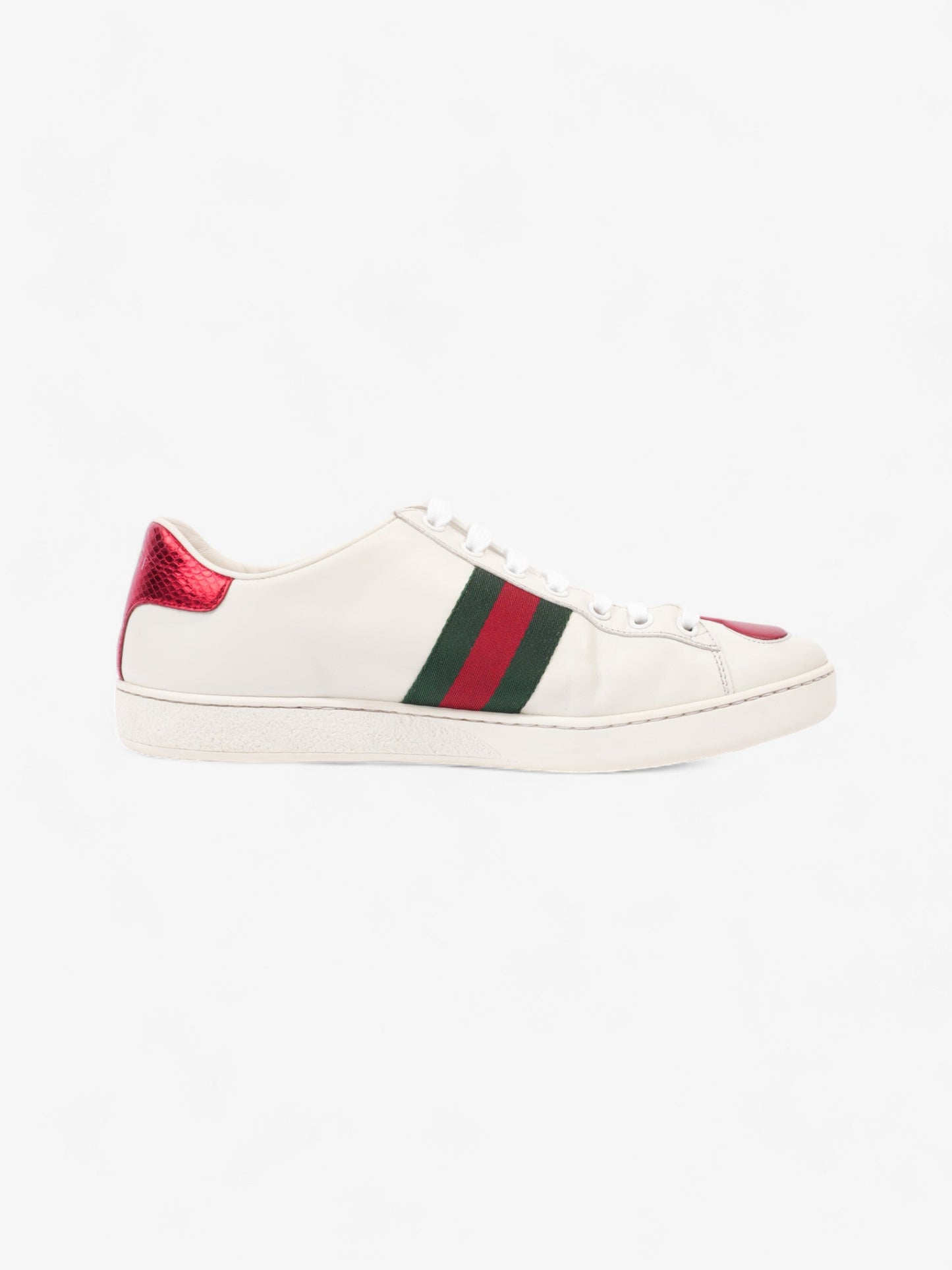 Gucci New Ace Low Heart Sneakers White / Red / Green Leather EU 40 UK 7