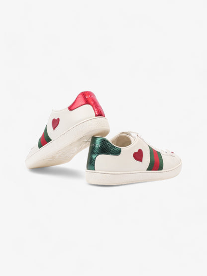 Gucci New Ace Low Heart Sneakers White / Red / Green Leather EU 40 UK 7