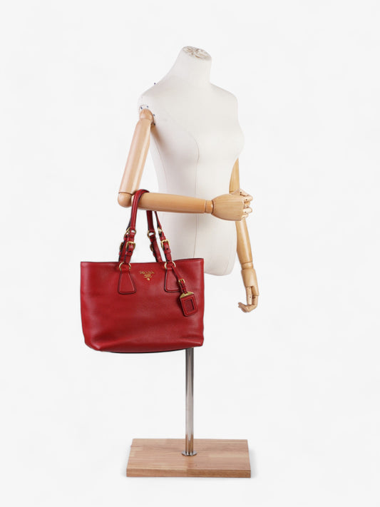 Prada Shopping Tote Red Leather Medium