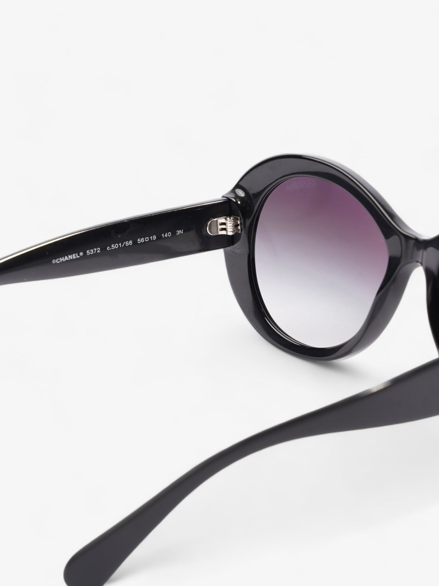 Chanel Oval CC Sunglasses Black Acetate 140mm