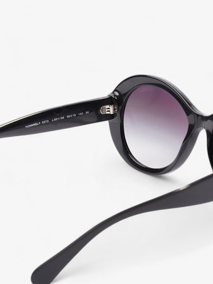 Chanel Oval CC Sunglasses Black Acetate 140mm