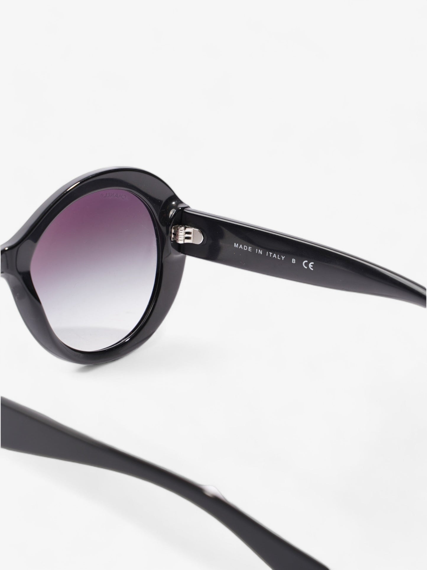 Chanel Oval CC Sunglasses Black Acetate 140mm