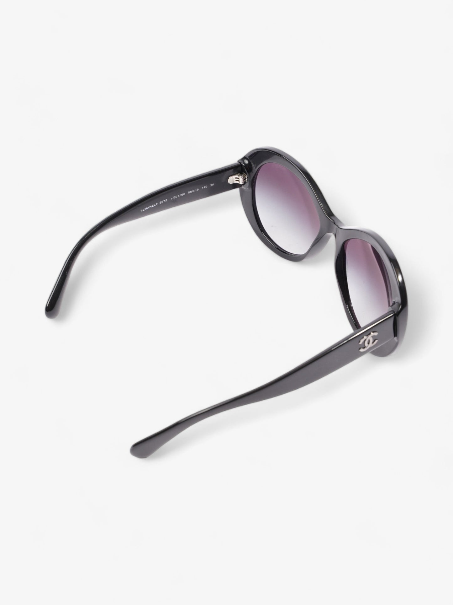 Chanel Oval CC Sunglasses Black Acetate 140mm