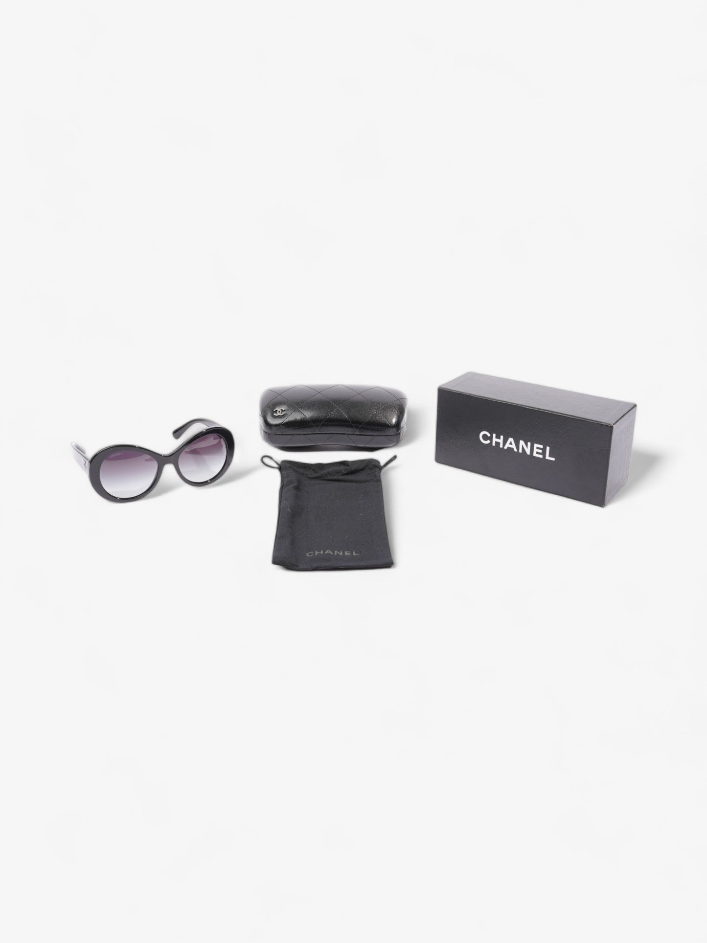 Chanel Oval CC Sunglasses Black Acetate 140mm