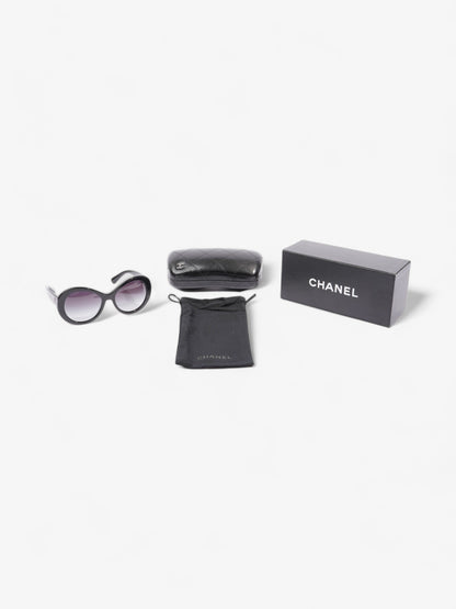 Chanel Oval CC Sunglasses Black Acetate 140mm