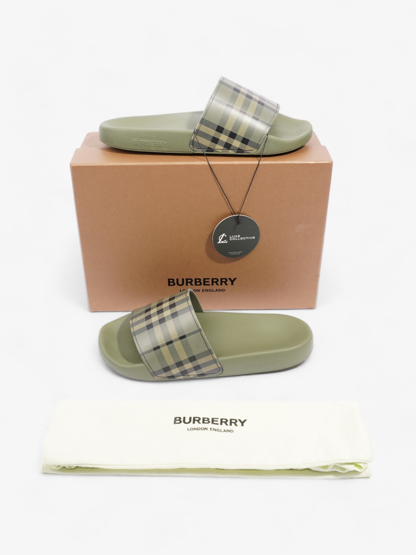 Burberry Furley Slides Khaki / Black Rubber EU 39 UK 6