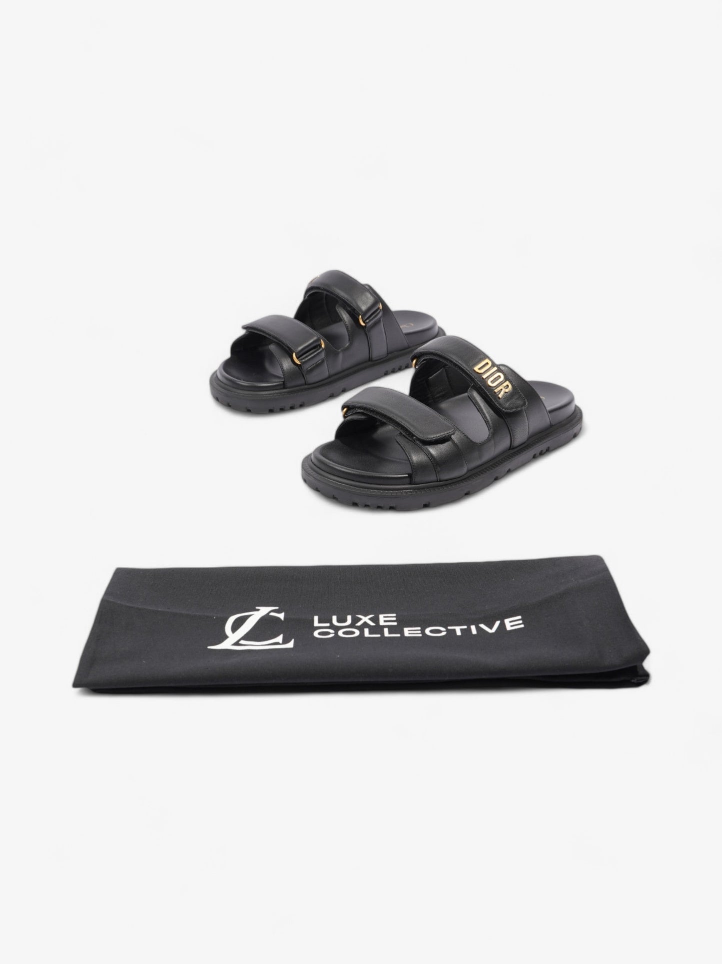 Christian Dior Dioract Sandals Black / Gold Leather EU 41 UK 8