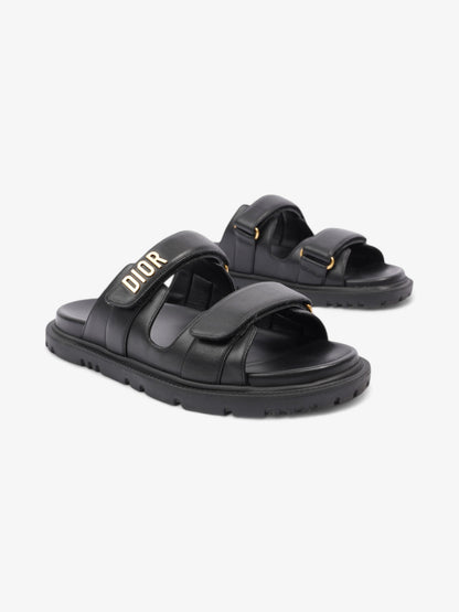 Christian Dior Dioract Sandals Black / Gold Leather EU 41 UK 8