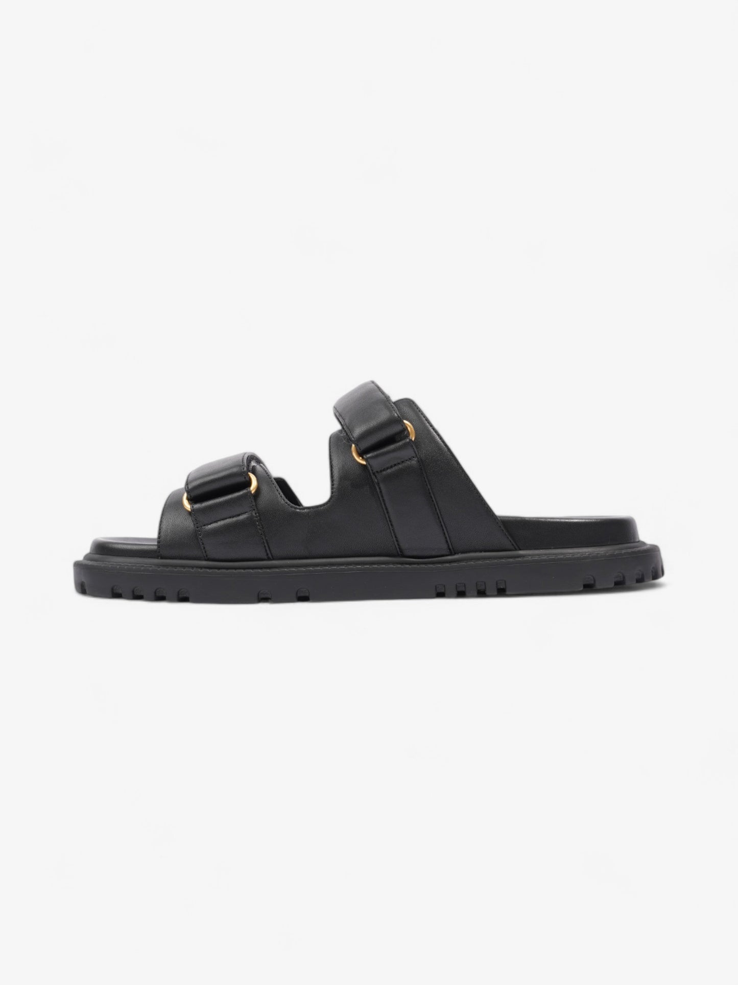 Christian Dior Dioract Sandals Black / Gold Leather EU 41 UK 8