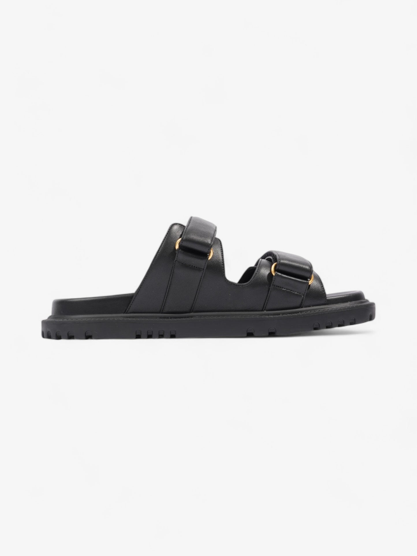 Christian Dior Dioract Sandals Black / Gold Leather EU 41 UK 8