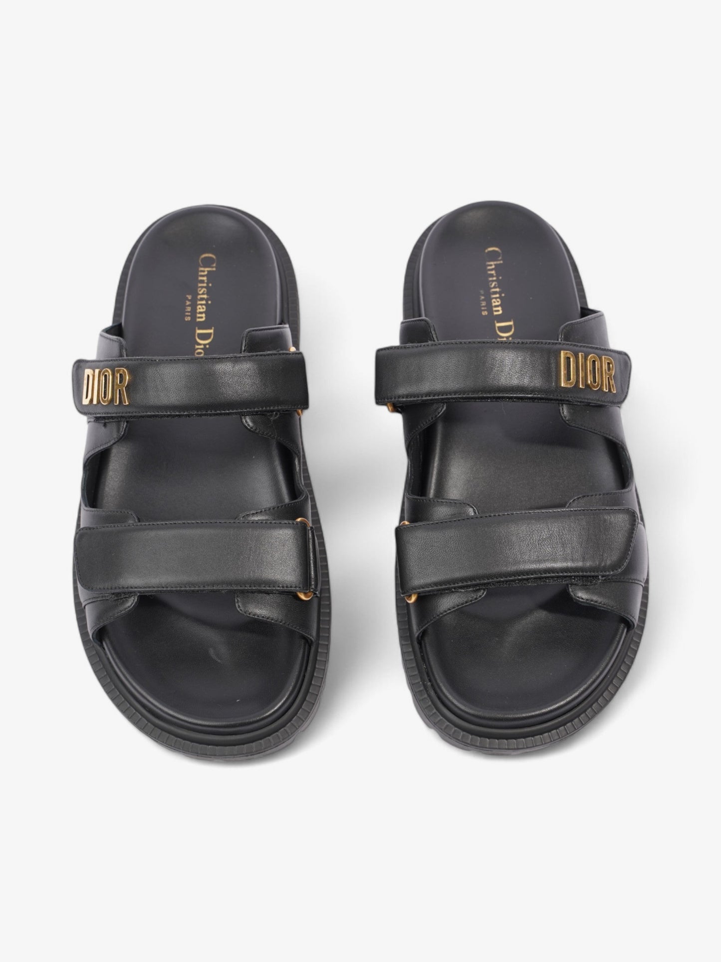 Christian Dior Dioract Sandals Black / Gold Leather EU 41 UK 8
