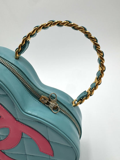 Chanel 1995 Vintage Barbie Blue & Pink Heart Vanity Bag