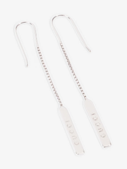 Gucci Trademark Drop Earrings White Gold White Gold