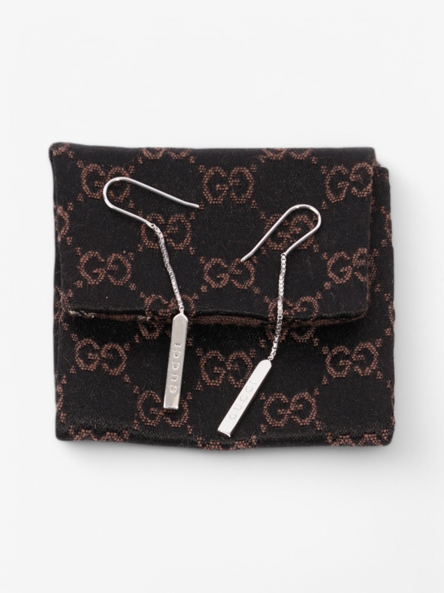 Gucci Trademark Drop Earrings White Gold White Gold