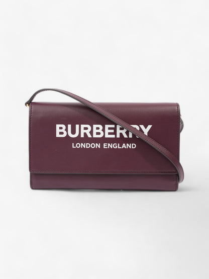 Burberry Logo Chain Wallet Burgundy / White Leather
