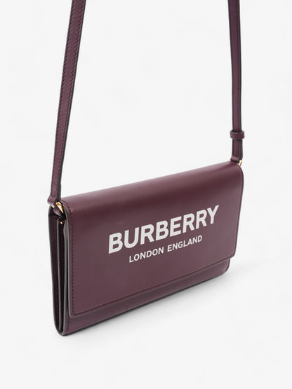 Burberry Logo Chain Wallet Burgundy / White Leather