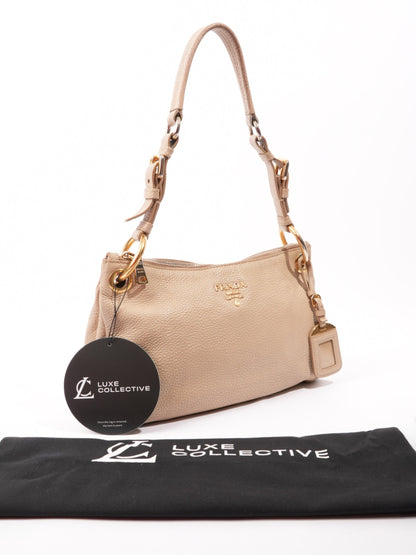 Prada Belted Zipped Beige Leather Medium