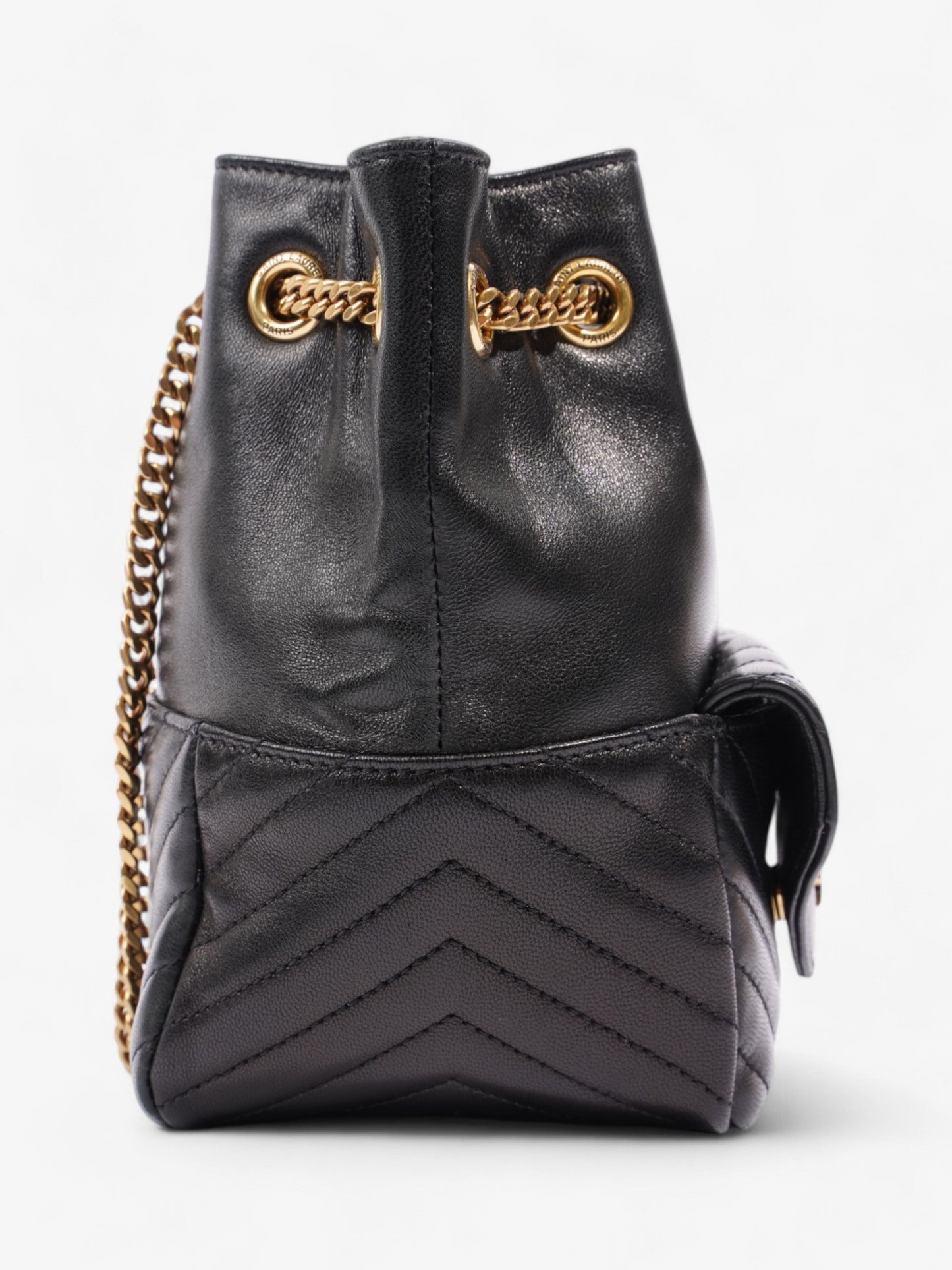 Saint Laurent Monogram Bucket Bag Black Matelasse Leather Mini