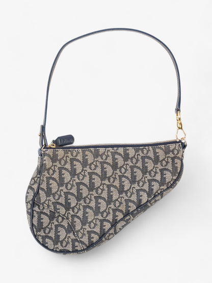 Christian Dior Saddle Pochette Blue Oblique Canvas Mini