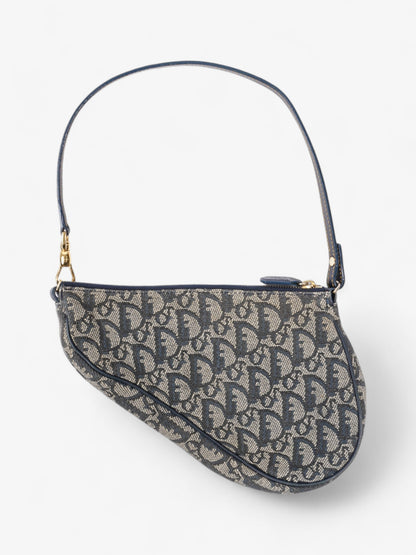 Christian Dior Saddle Pochette Blue Oblique Canvas Mini