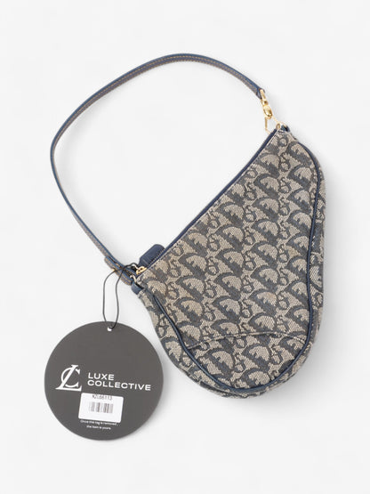 Christian Dior Saddle Pochette Blue Oblique Canvas Mini