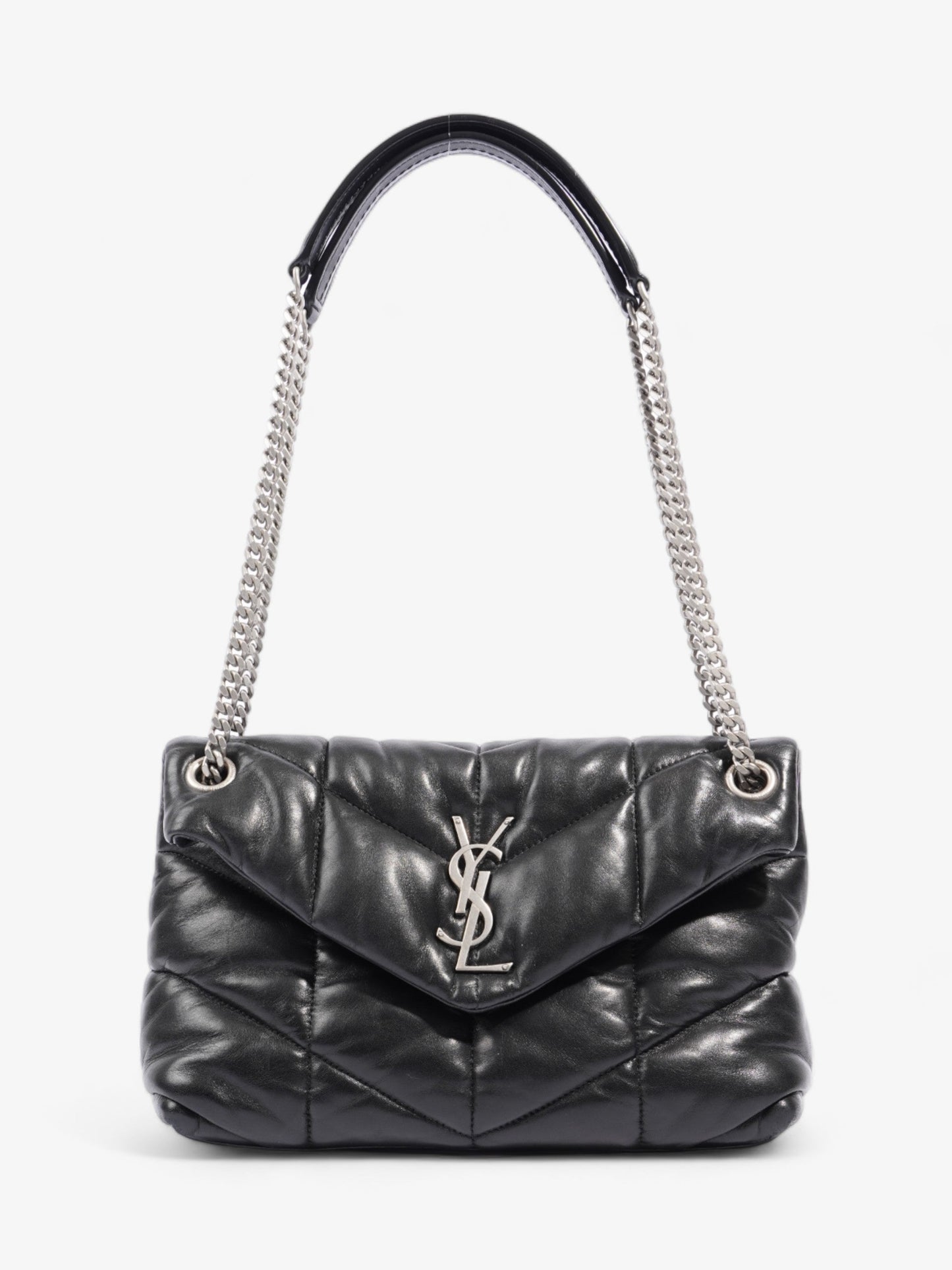 Saint Laurent Lou Lou Puffer Black Lambskin Leather Small