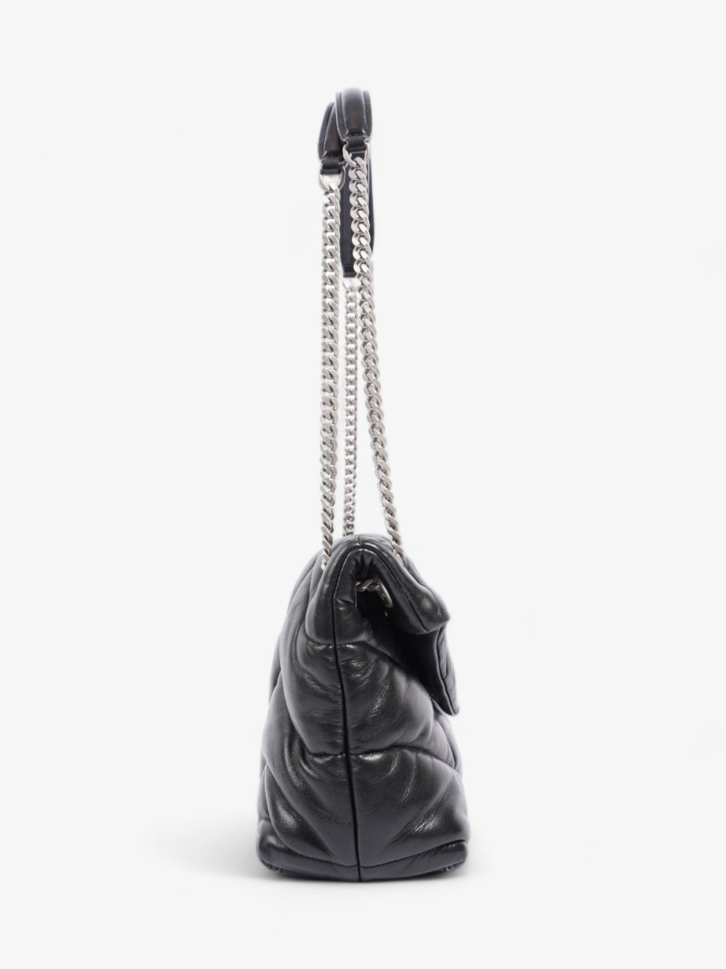 Saint Laurent Lou Lou Puffer Black Lambskin Leather Small