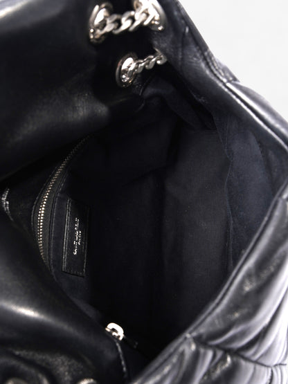 Saint Laurent Lou Lou Puffer Black Lambskin Leather Small