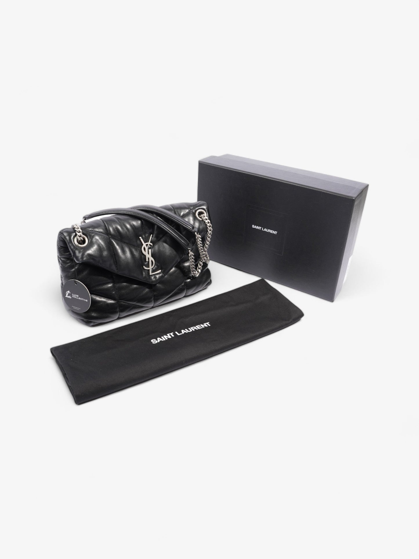 Saint Laurent Lou Lou Puffer Black Lambskin Leather Small