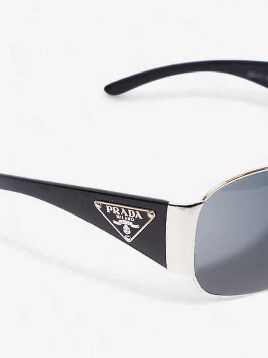 Prada Shield-Frame Sunglasses Black / Silver Acetate 120mm