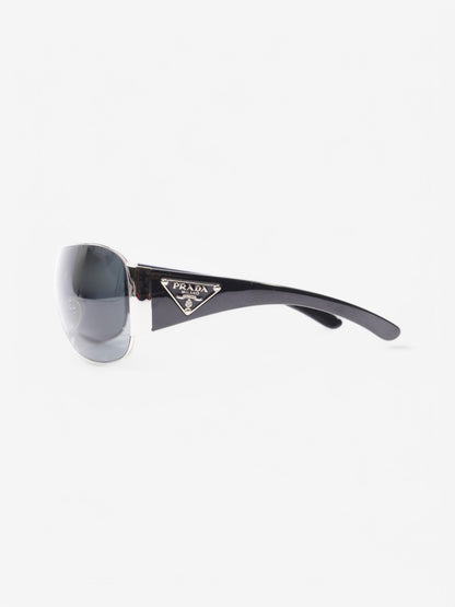 Prada Shield-Frame Sunglasses Black / Silver Acetate 120mm