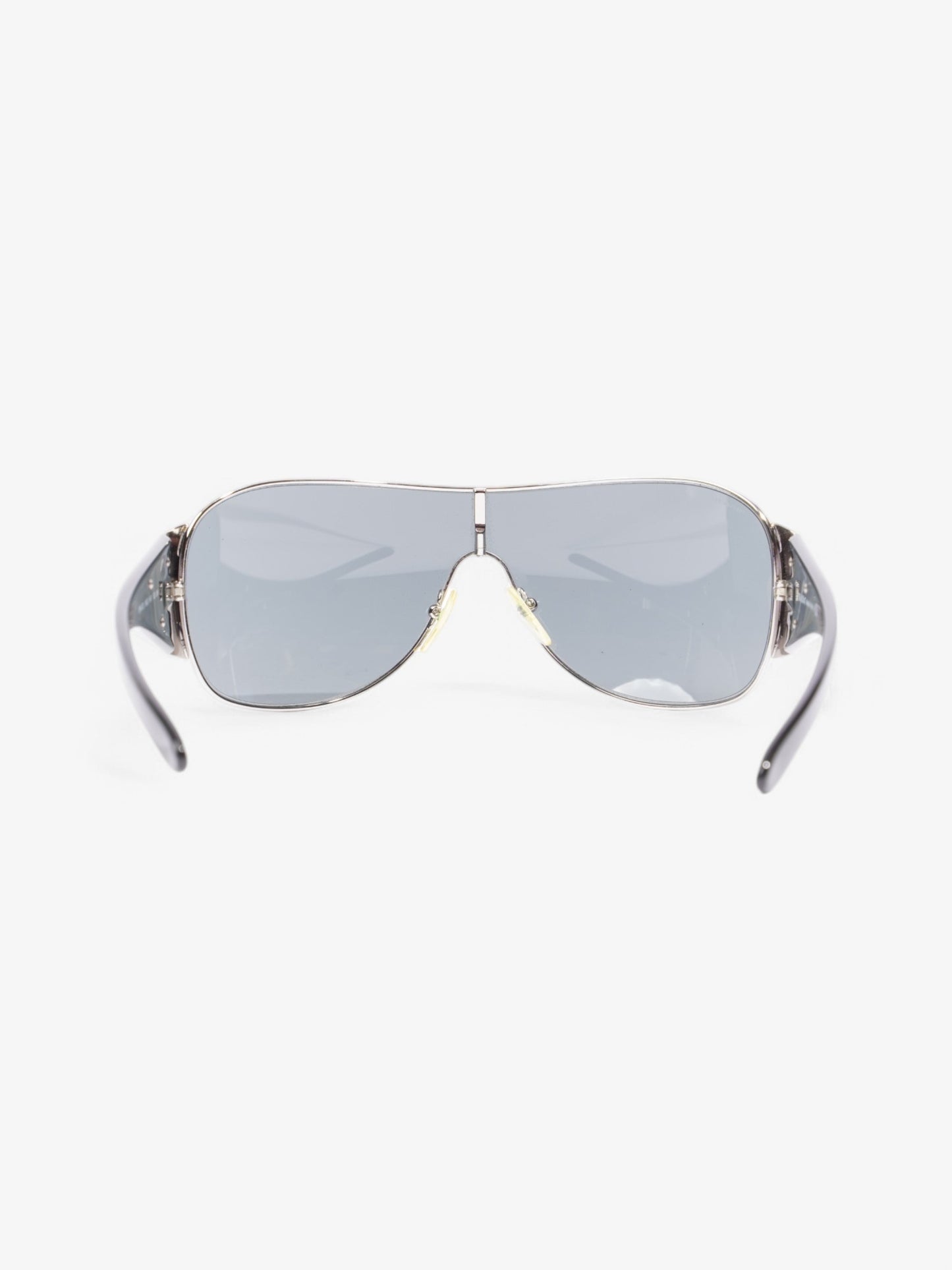 Prada Shield-Frame Sunglasses Black / Silver Acetate 120mm