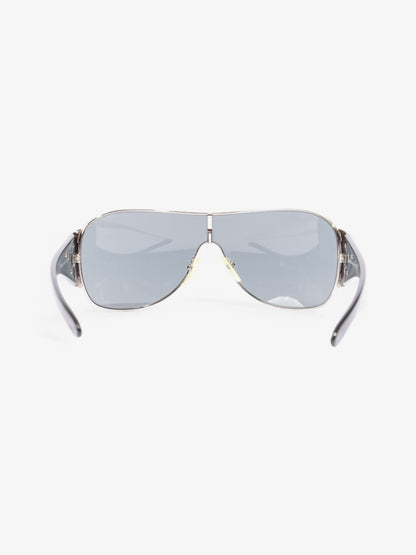 Prada Shield-Frame Sunglasses Black / Silver Acetate 120mm