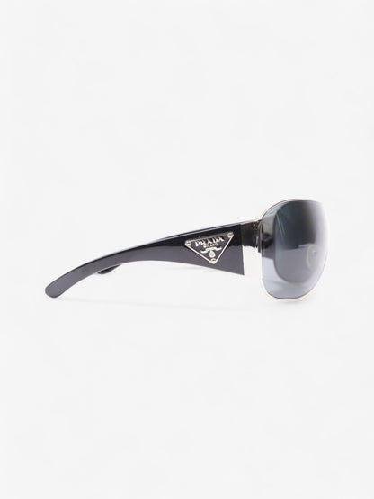 Prada Shield-Frame Sunglasses Black / Silver Acetate 120mm