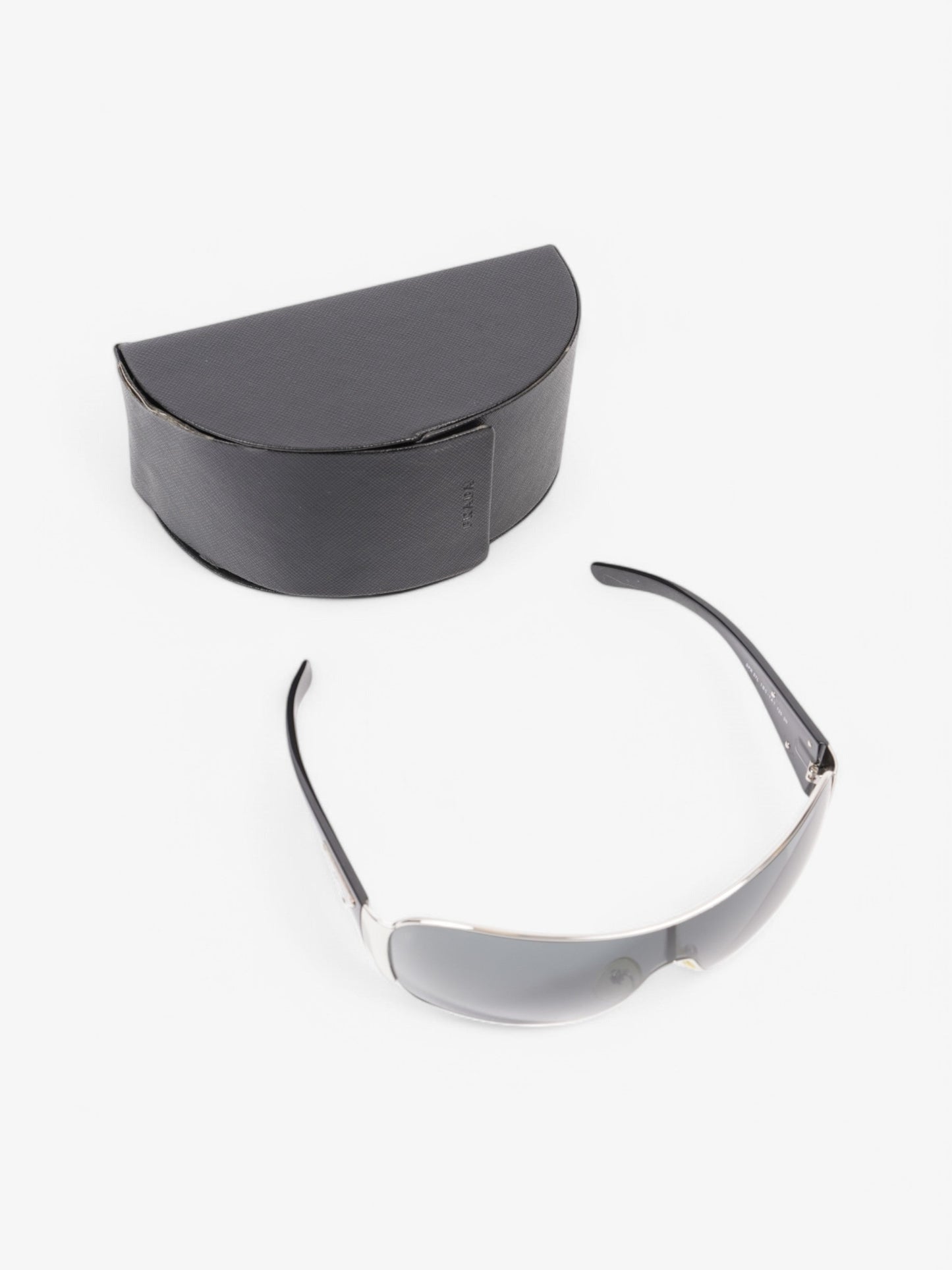 Prada Shield-Frame Sunglasses Black / Silver Acetate 120mm