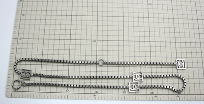 Chanel Vintage 06A Metal Four CC Silver Square Buckle Waist Chain 97CM