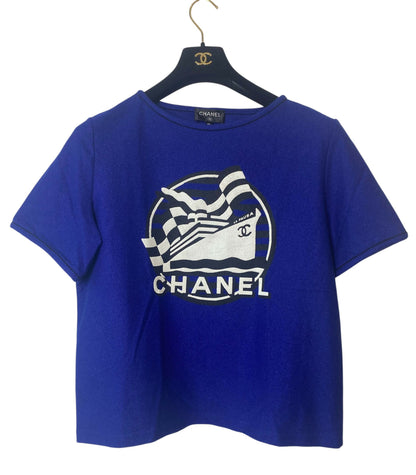 Chanel 19C La Pausa Runway Blue Blouse Top Shirt FR 42