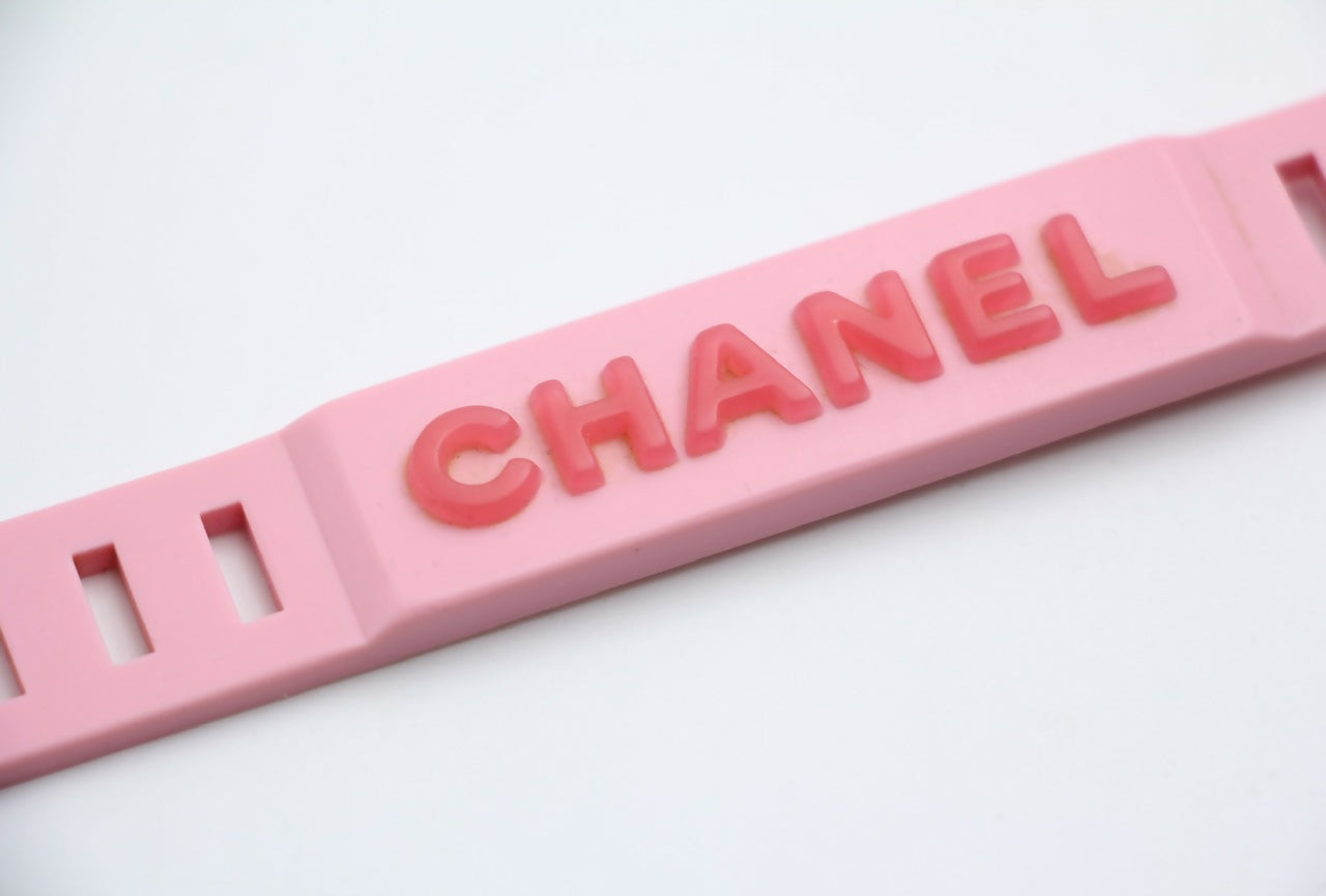 Chanel Vintage 99P Rubber Pink with Peach Wording Bracelet