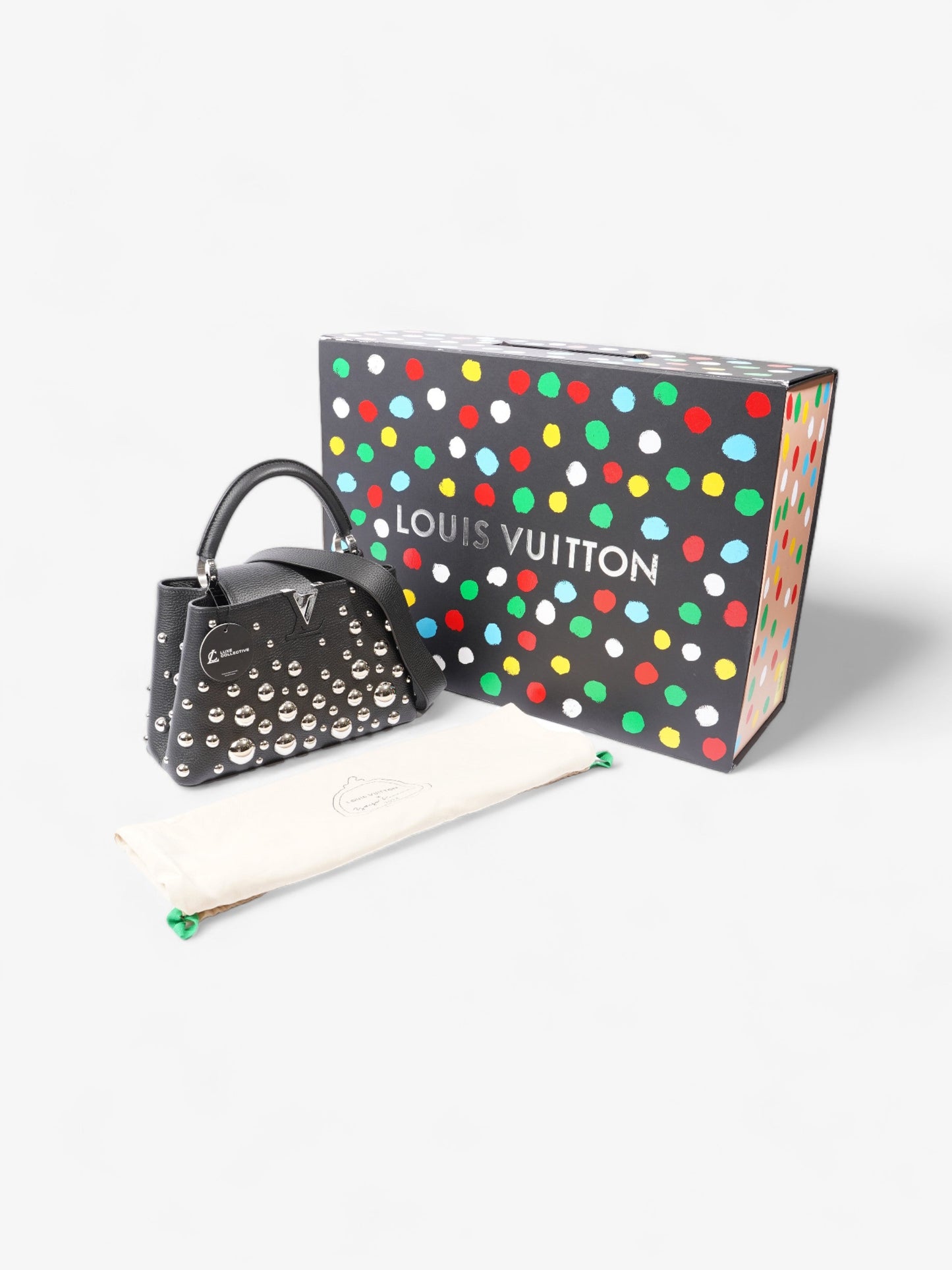 Louis Vuitton X Yayoi Kusama Narcissus Garden Capucines MM Black Leather