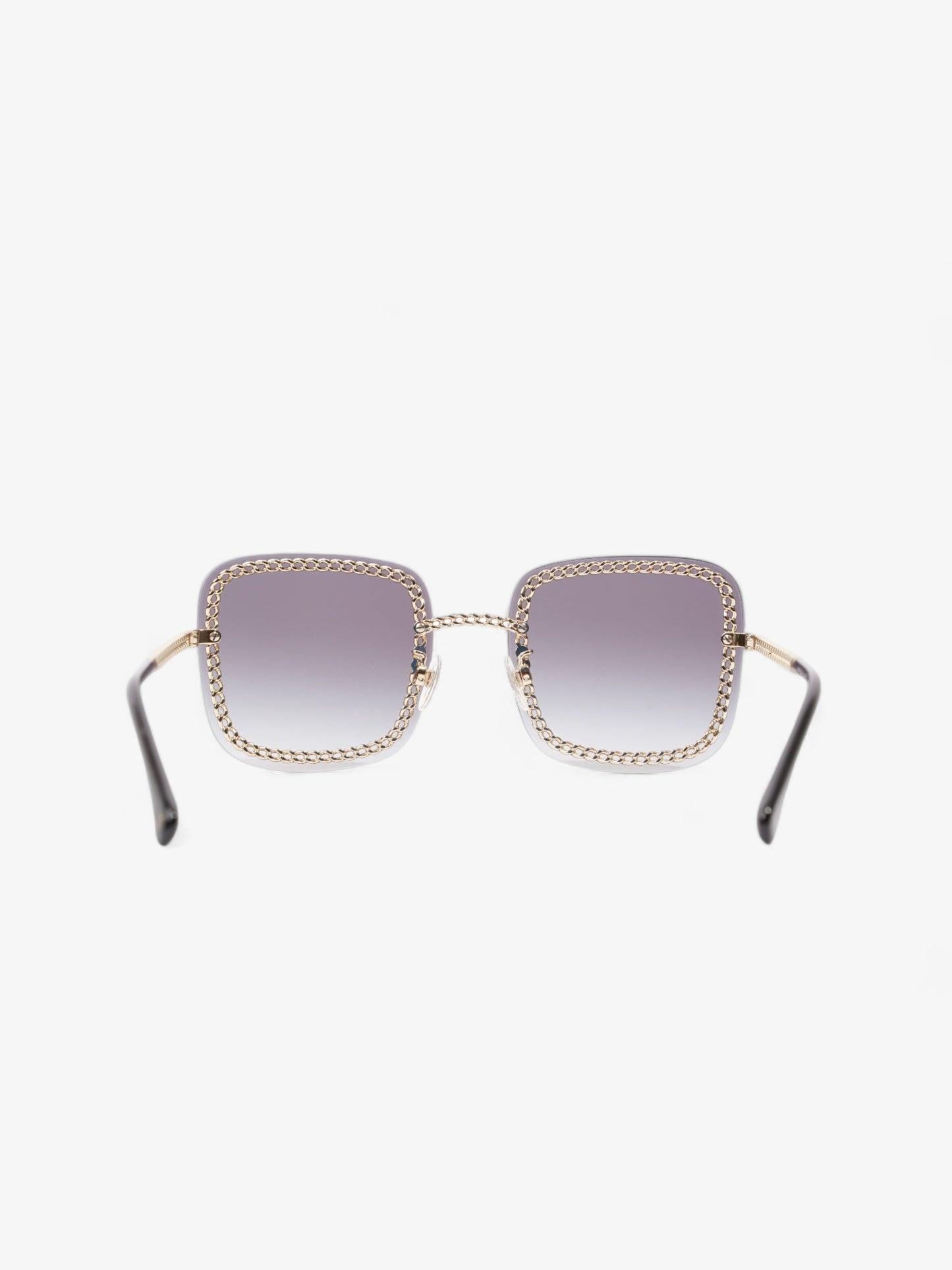 Chanel Chain Detailed Sunglasses with Double Chain Black / Gold Acetate 140mm