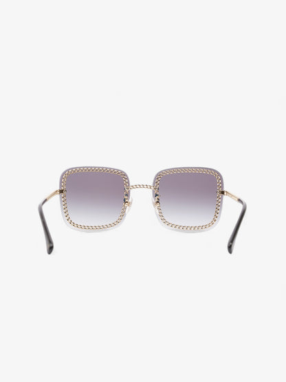 Chanel Chain Detailed Sunglasses with Double Chain Black / Gold Acetate 140mm