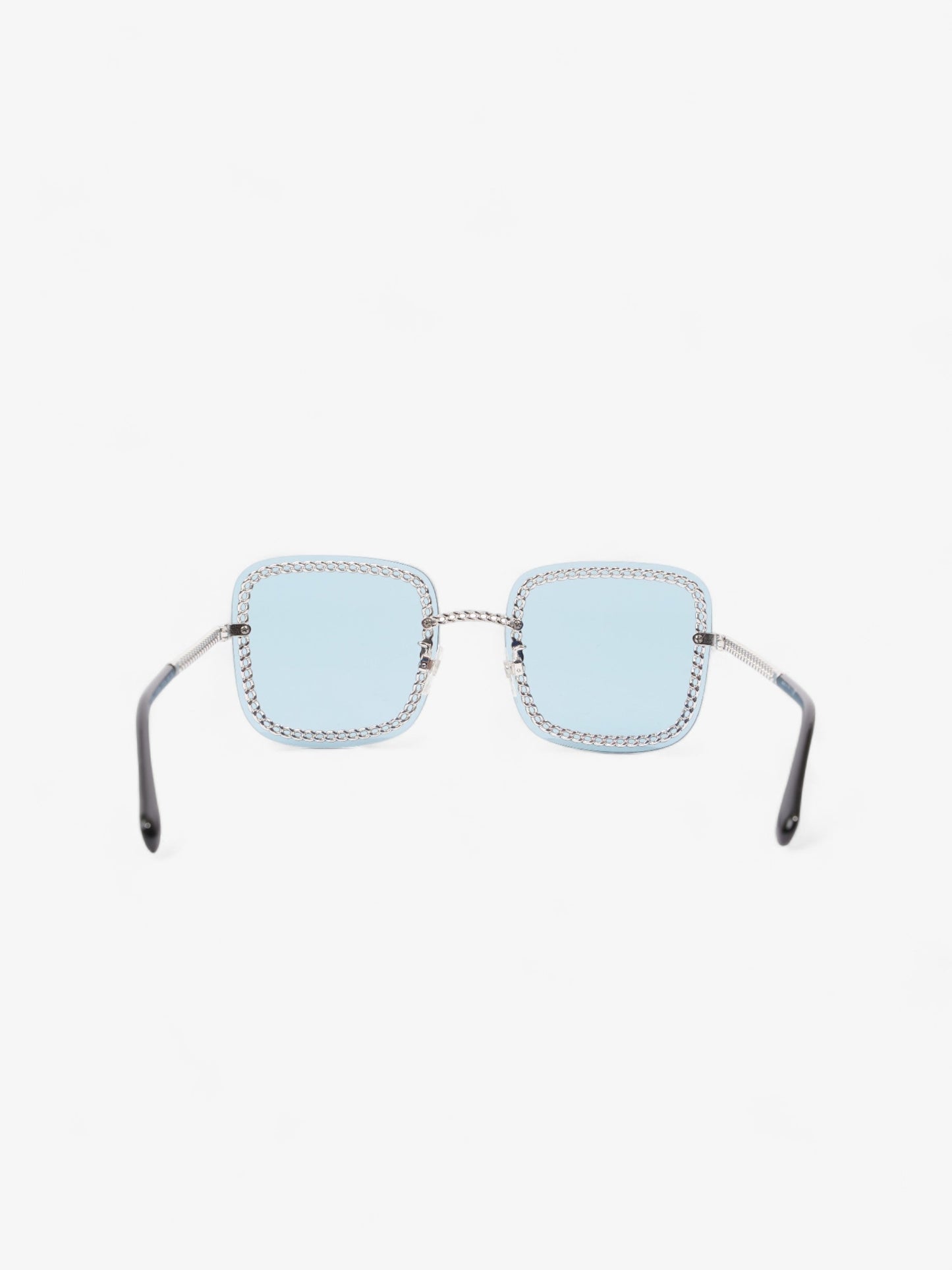 Chanel Chain Detailed Sunglasses with Double Chain Blue / Silver Acetate 140mm