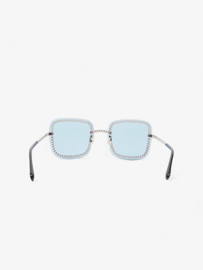 Chanel Chain Detailed Sunglasses with Double Chain Blue / Silver Acetate 140mm